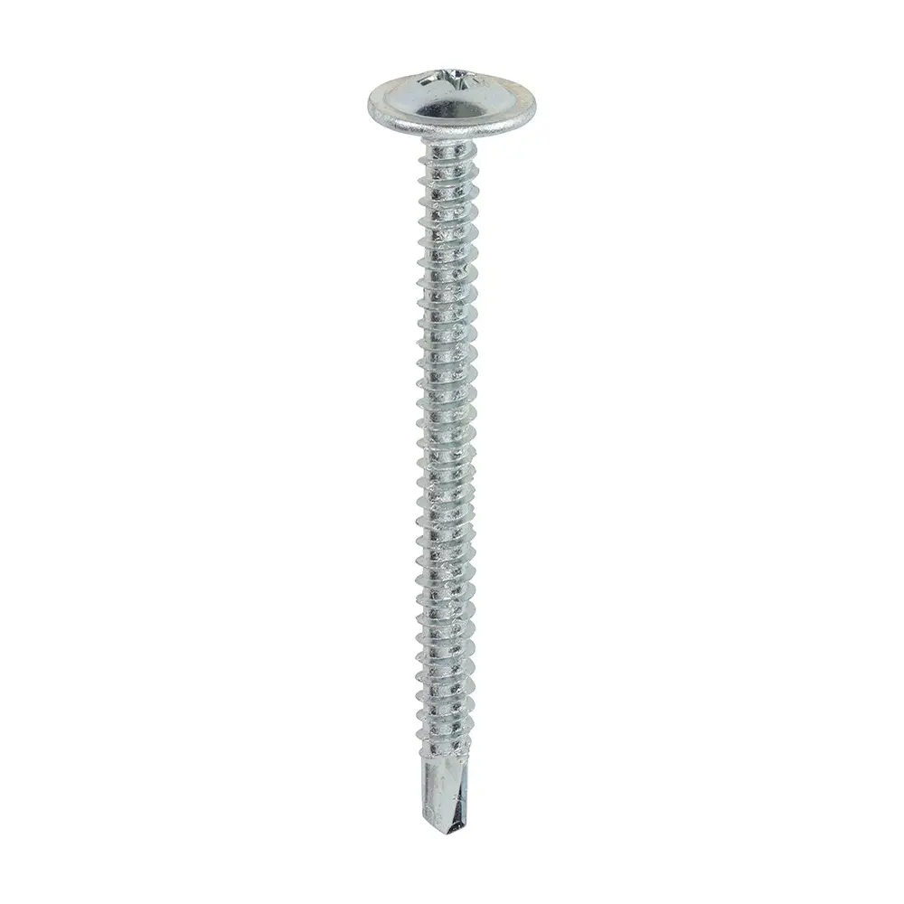 4.8 x 60 - Box of 200 - Baypole Screws - Wafer Flange - PH - Self-Drilling Point - Zinc